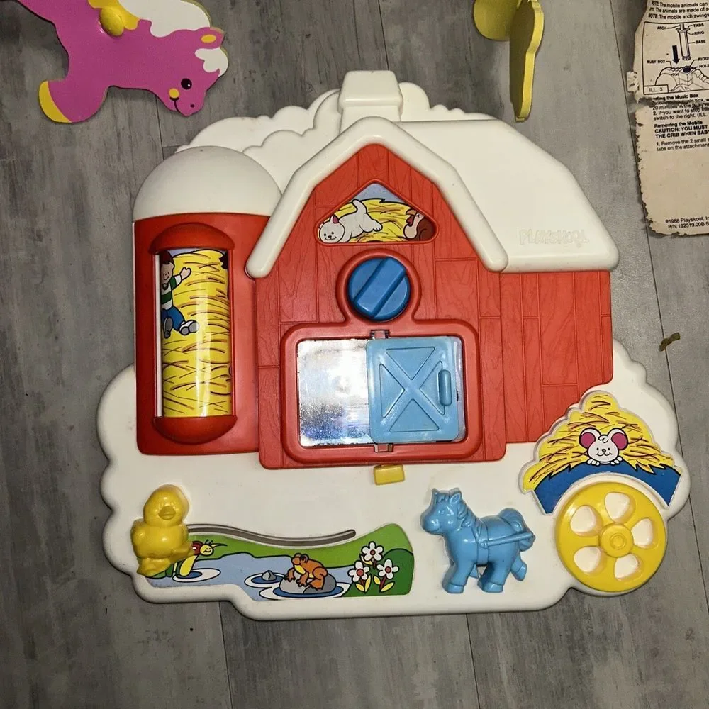 Playskool Musical Mobile Busy‎ Box Farm Nursery Crib Toy Two Stage with Box